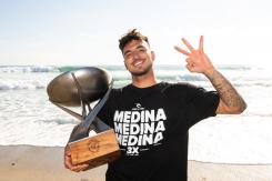 SAN CLEMENTE, CALIFORNIA, USA - SEPTEMBER 14: Two-time WSL Champion Gabriel Medina of Brazil after surfing in the Title Match of the Rip Curl WSL Finals on September 14, 2021 at Lower Trestles, San Clemente, California. (Photo by Pat Nolan/World Surf League)